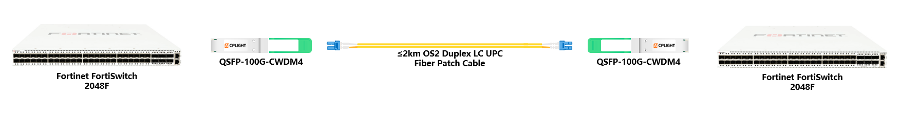 Fortinet FortiSwitch  links：100G QSFP28 to 100G QSFP28