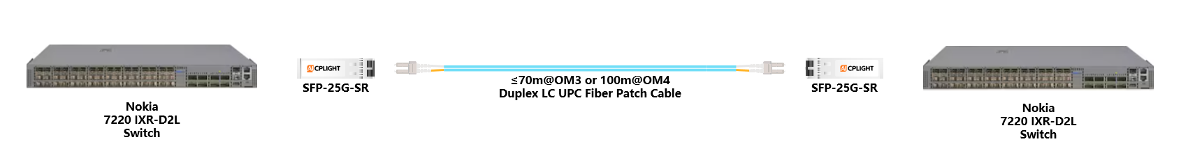 Nokia Switch  links：25G SFP28 to 25G SFP28