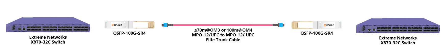 Extreme Switch links：100G QSFP28 to 100G QSFP28