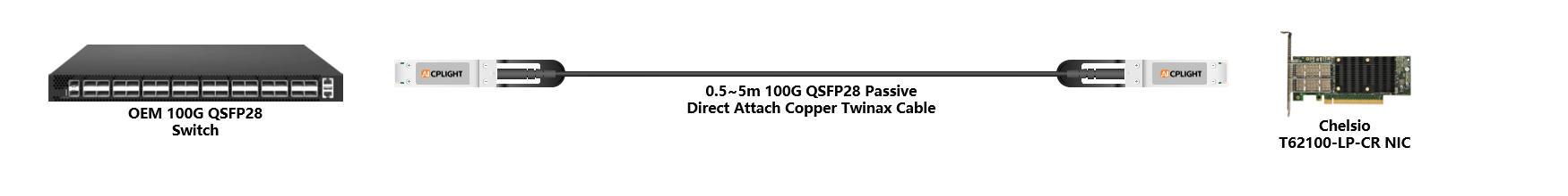 Chelsio NIC to Switch links：100G QSFP28 to 100G QSFP28