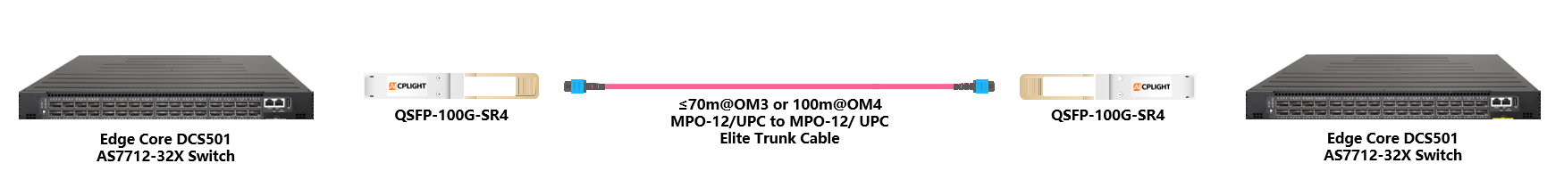 Edge Core links：100G QSFP28 to 100G QSFP28
