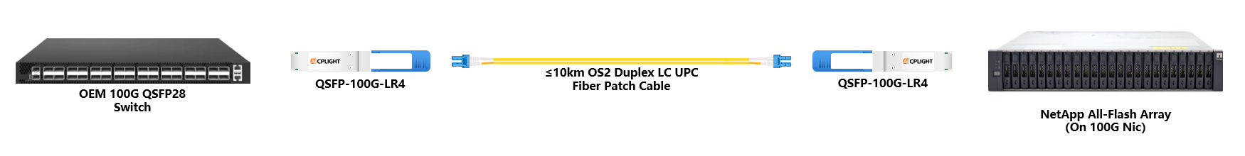 NetApp  Server to Switch links：100G QSFP28 to 100G QSFP28