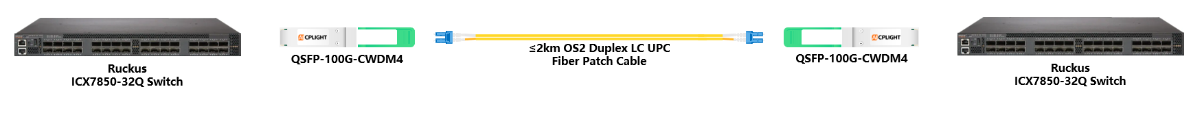 Ruckus ICX Switch links：100G QSFP28 to 100G QSFP28