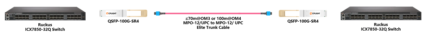 Ruckus ICX Switch links：100G QSFP28 to 100G QSFP28