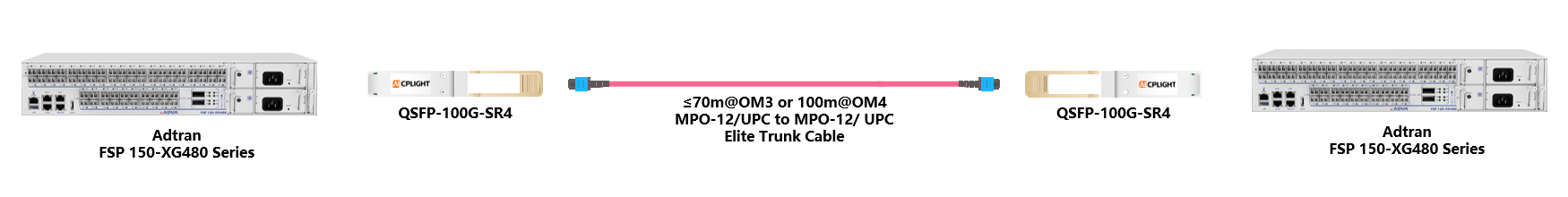 Adtran Device links：100G QSFP28 to 100G QSFP28