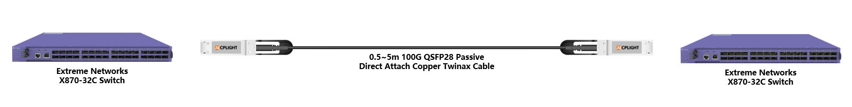 Extreme Switch links：100G QSFP28 to 100G QSFP28