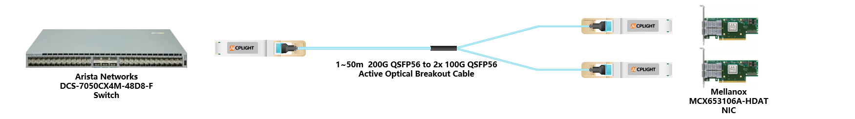 Arista Switch links：200G QSFP56 to 2x 100G QSFP56