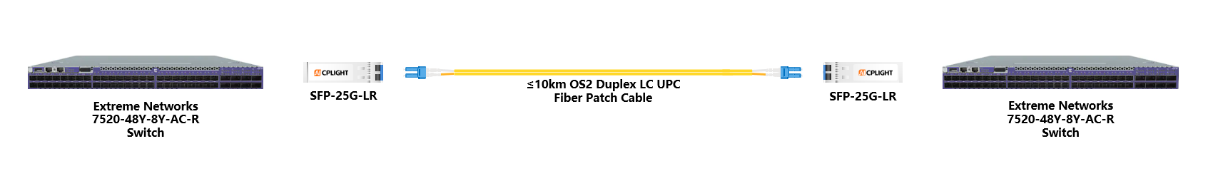 Extreme Switch links：25G SFP28 to 25G SFP28