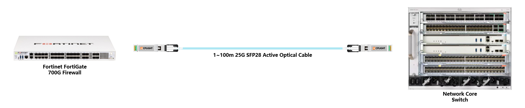 Fortinet  Firewall to Core Switch links：25G To 25G