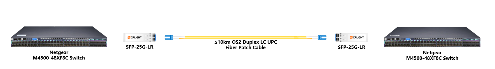 Netgear Switch links：25G SFP28 to 25G SFP28