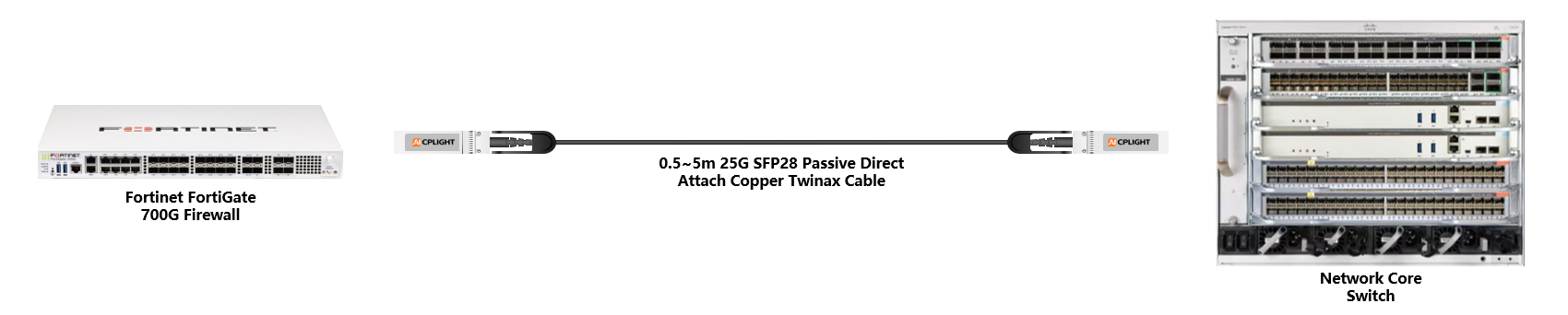 Fortinet  Firewall to Core Switch links：25G To 25G