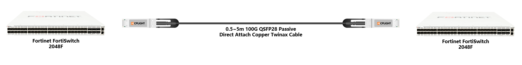 Fortinet FortiSwitch  links：100G QSFP28 to 100G QSFP28