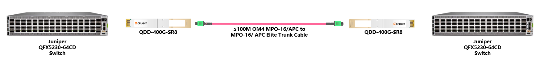 Juniper Switch links：400G QSFP-DD to 400G QSFP-DD