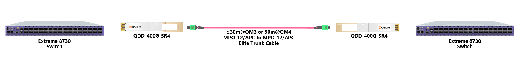 Extreme Switch links：400G QSFP-DD to 400G QSFP-DD