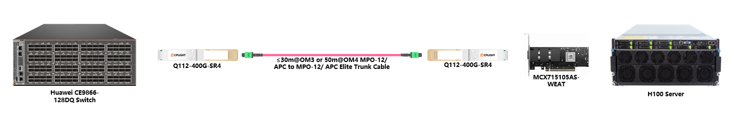Huawei Switch to NIC links：400G QSFP112 to 400G QSFP112