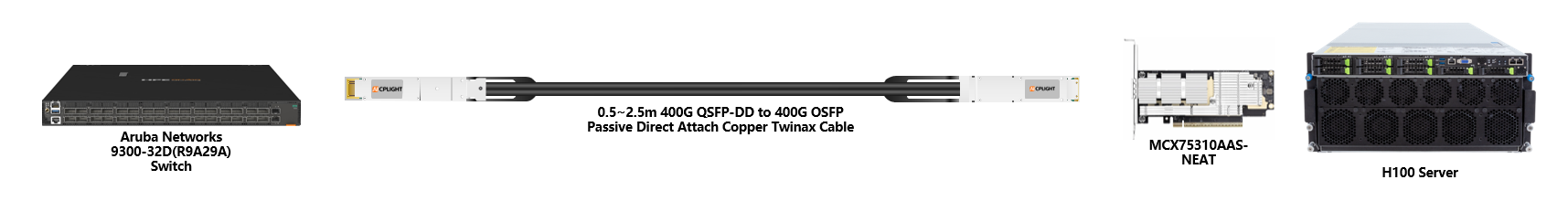 HPE Aruba Switch links：400G QSFP-DD to 400G OSFP
