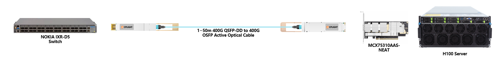 NOKIA Switch links：400G QSFP-DD to 400G OSFP