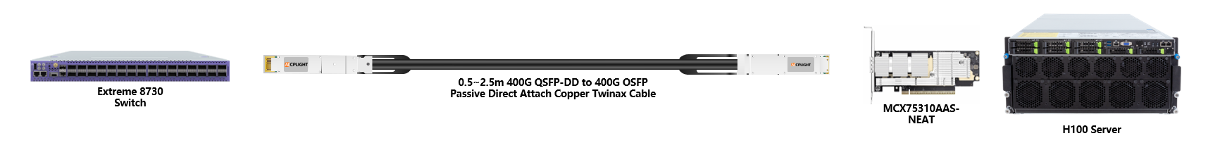 Extreme Switch links：400G QSFP-DD to 400G OSFP