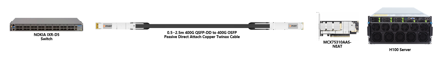 NOKIA Switch links：400G QSFP-DD to 400G OSFP