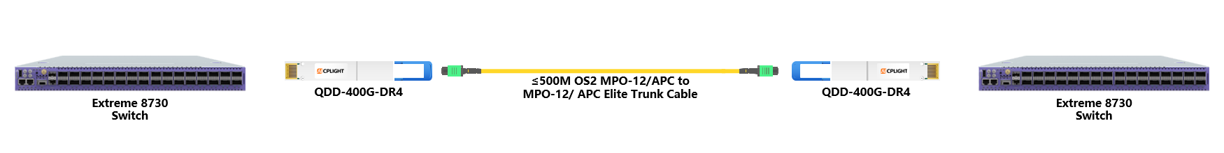 Extreme Switch links：400G QSFP-DD to 400G QSFP-DD