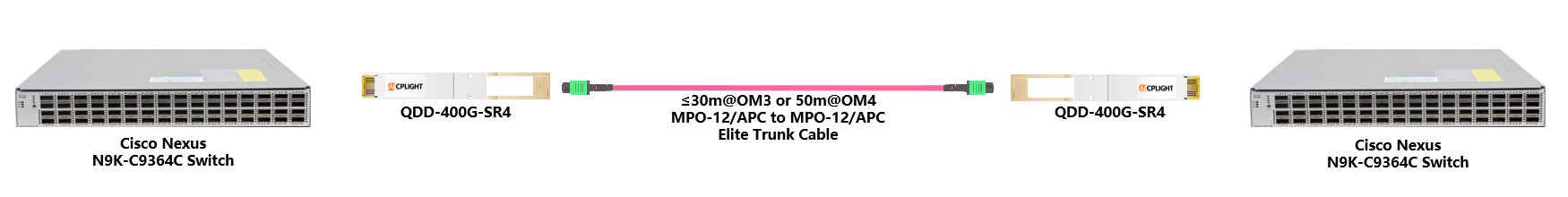Cisco Nexus Switch links：400G QSFP-DD to 400G QSFP-DD