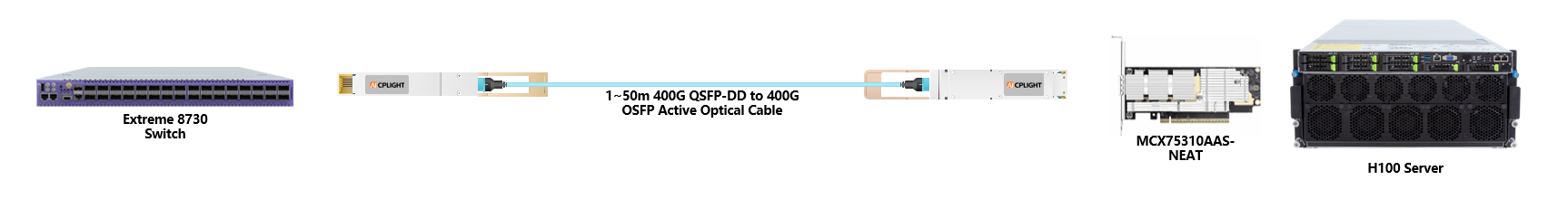 Extreme Switch links：400G QSFP-DD to 400G OSFP