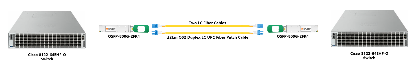 Cisco Switch links：800G OSFP to 800G OSFP