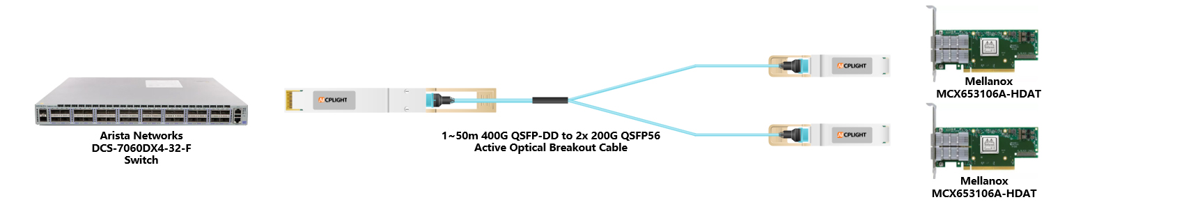 Arista Switch links：400G QSFP-DD to 2x200 QSFP56（2）