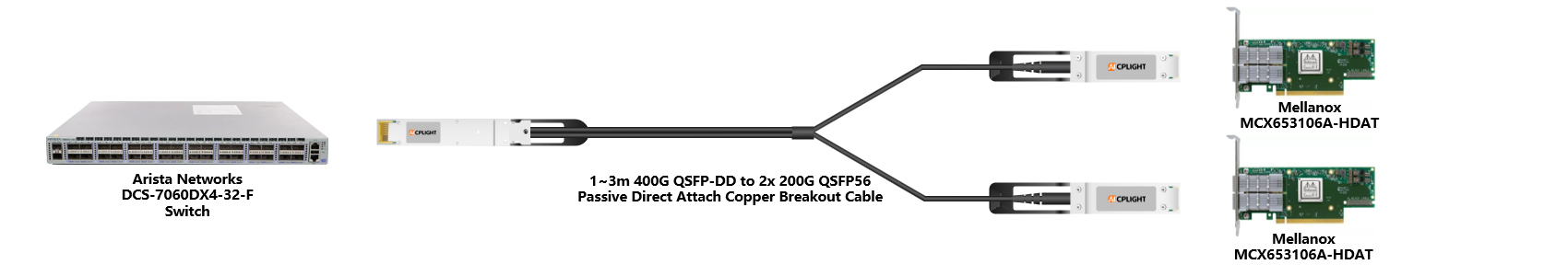Arista Switch links：400G QSFP-DD to 2x200 QSFP56（2）
