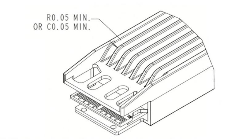Open Top Heat Sink (isometric view), top edge