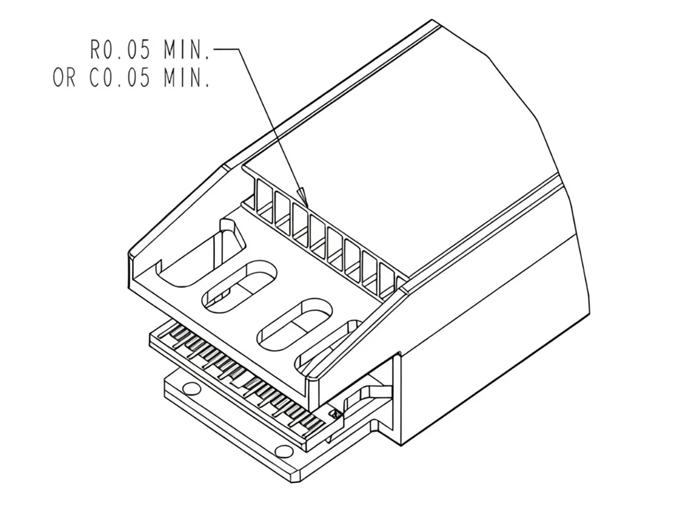 Closed Top Heatsink Details, top trailing edge