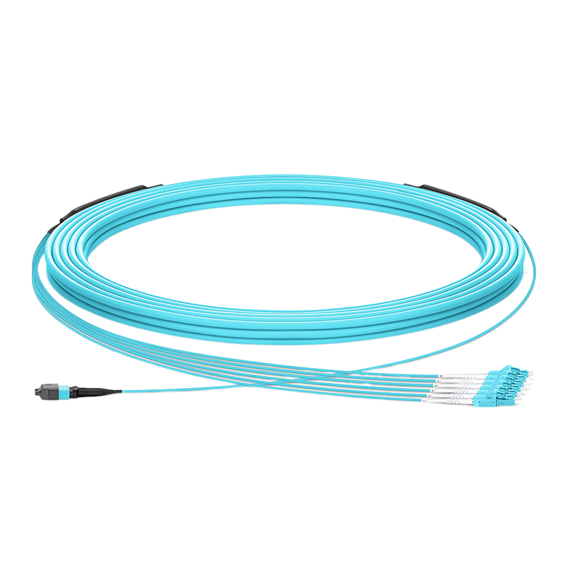 1m(3ft) MPO-8 to 4 LC UPC Harness, 8 Fibers, OM3, Type B