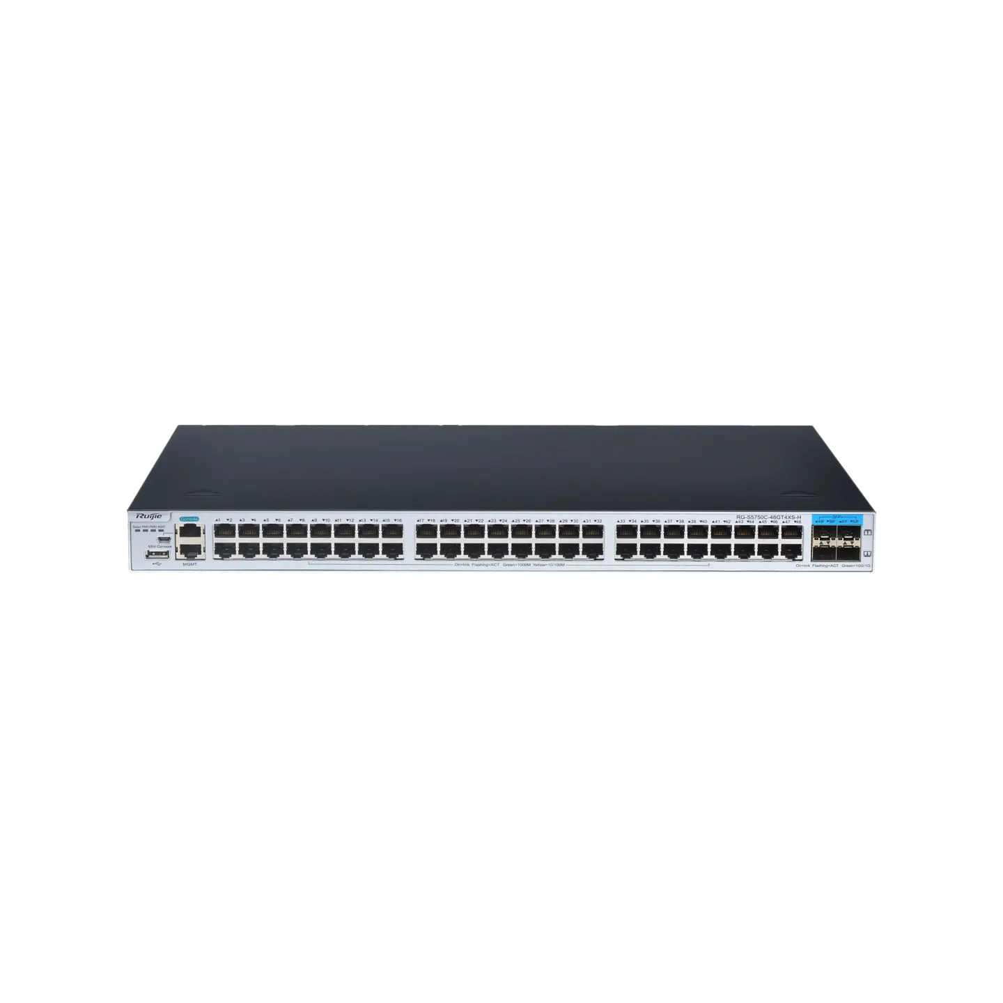 RG-S5750C-48GT4XS-H, Enterprise-Class Core/Aggregation Switch, 48 x GE Electrical Ports, Two Expansion Slots, 10GE Uplink