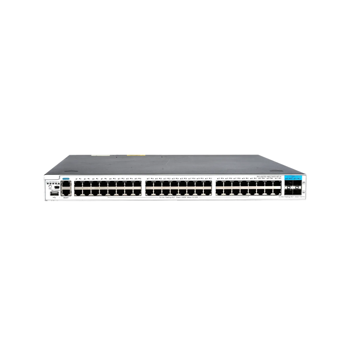 RG-S5750-48GT4XS-HP-H, Enterprise-Class Core/Aggregation PoE Switch, 48 x GE Electrical Ports, Two Expansion Slots, 10GE Uplink