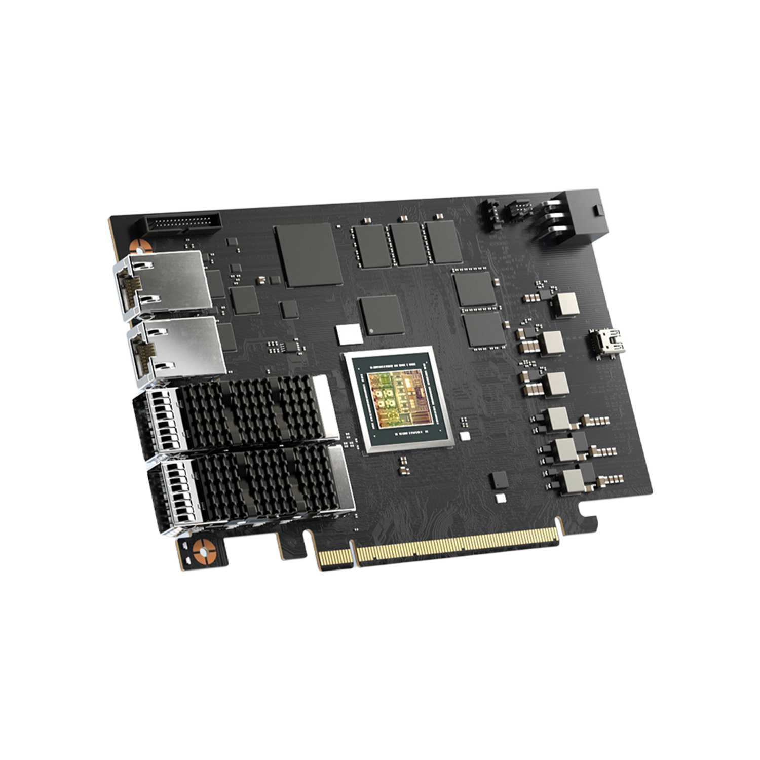 NVIDIA Mellanox 900-9D3B6-00SV-AA0 BlueField-3 InfiniBand & Ethernet Adapter Card 200GbE/NDR200, Dual-Port QSFP112, PCIe 5.0 x 16, with x 16 PCIe Extension Option, Tall&Short Bracket