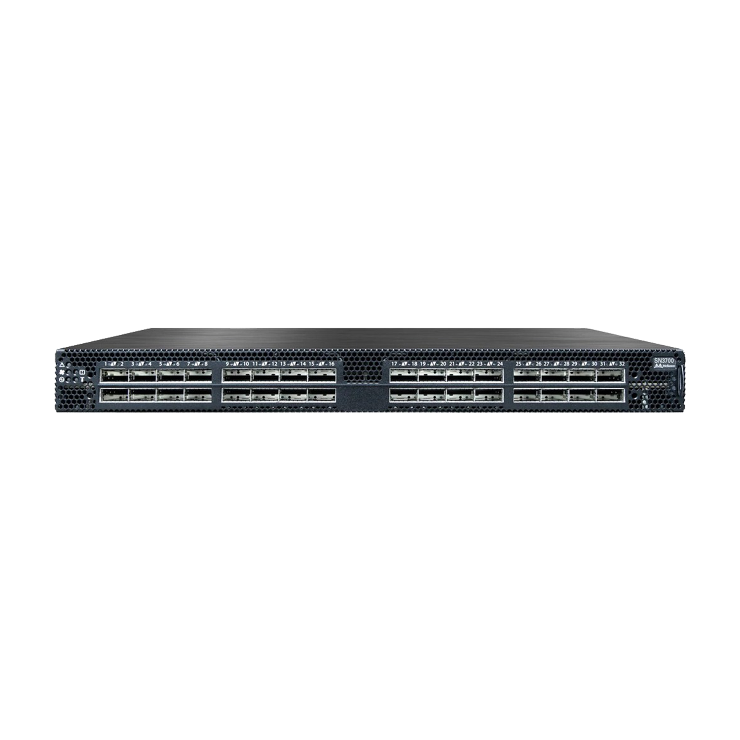 NVIDIA MSN3700-VS2F Mellanox Spectrum-2 Based 200GbE 1U Open Ethernet Switch with NVIDIA Mellanox Onyx, 32 QSFP56 Ports, 2 Power Supplies (AC), Standard Depth, x86 CPU, P2C Airflow, Rail Kit