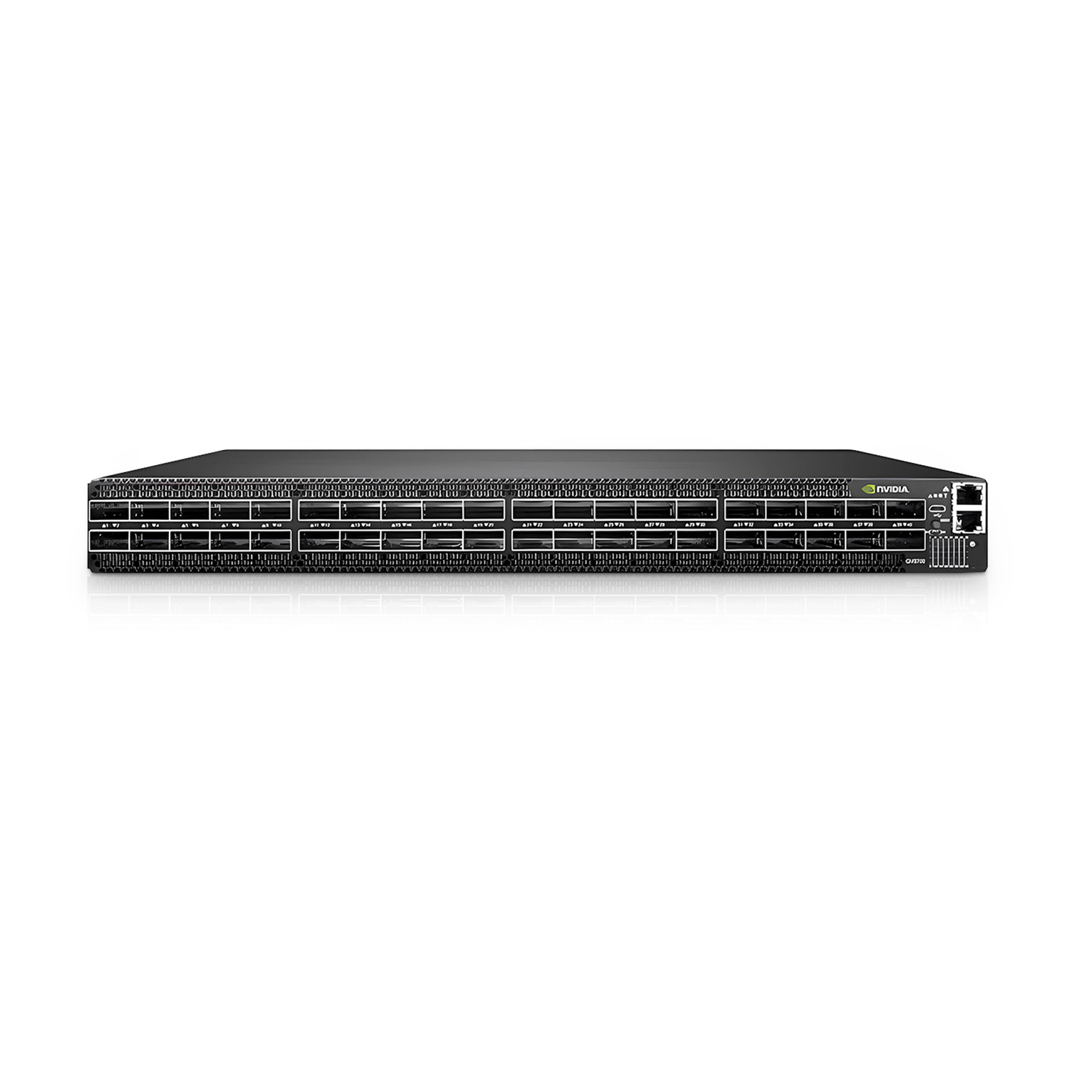 NVIDIA MQM8700-HS2R Mellanox Quantum™ HDR InfiniBand Switch, 40 QSFP56 Ports, 2 Power Supplies (AC), x86 Dual Core, Standard Depth, C2P Airflow, Rail Kit