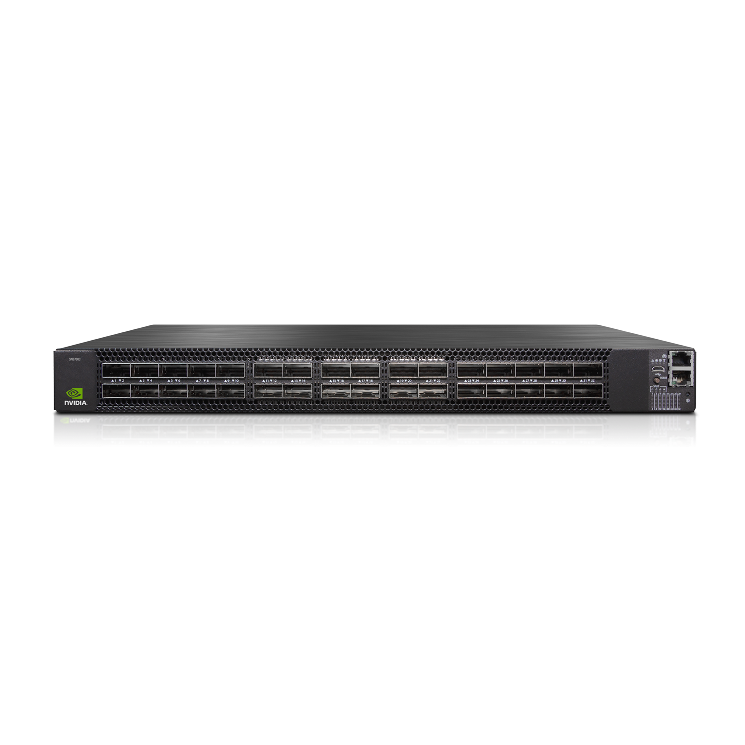 NVIDIA MSN3700-CS2FC Mellanox Spectrum-2 Based 100GbE 1U Open Ethernet Switch with Cumulus Linux, 32 QSFP28 Ports, 2 Power Supplies (AC), Standard Depth, P2C Airflow, Rail Kit