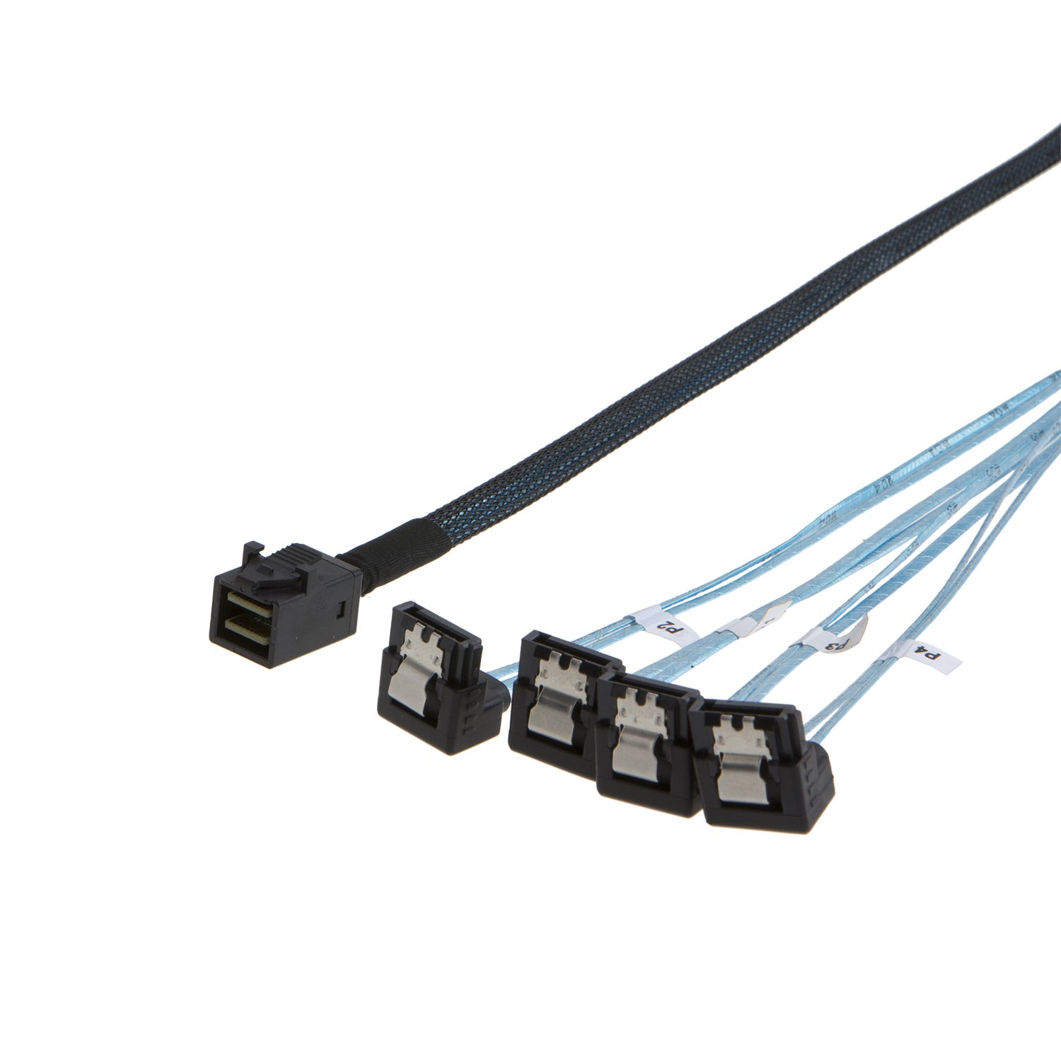 CableCreation Internal HD Mini SAS (SFF-8643 Host) - 4X SATA (Target) Angle Cable, SFF-8643 for Controller, 4 Sata Connect to Hard Drive