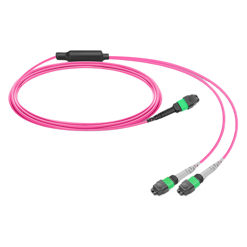 10m(33ft) MPO-16(Female APC) to 2x MPO-8(Female APC) OM4 Multimode Elite Breakout Cable,16 Fibers,Plenum(OFNP), Magenta